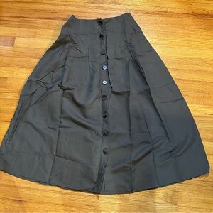Zara  Button Front Flowy Slit Front  Skirt Size Small muted green  (d)4